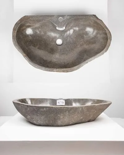 cm Naturstein Waschbecken Aufsatzwaschbecken aus Flussstein Findling für Gäste WC Bad Handwaschbecken Waschschale Wohnfreuden 70