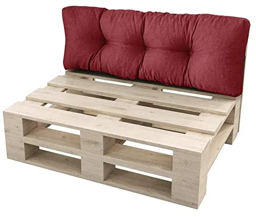 sunnypillow Palettenkissen Auflage Set für Europaletten Indoor und Outdoor Palettenpolster Palettensofa Kissen mit schöner Steppung viele Farben und Größen zur Auswahl Rückenkissen 120 x 60, Rot