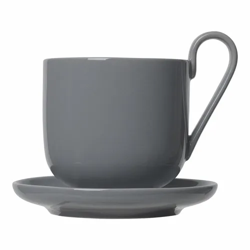 Blomus RO Set 2 Kaffeetassen mit Untertasse, Porzellan in Sharkskin-Optik - Elegantes Set aus 2 Kaffeetassen (290ml) mit Untertasse, aus hochwertigem Porzellan. Ideal für stilvolle Kaffeepausen und ein schönes Design.