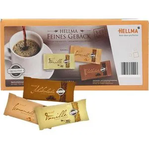 Hellma Gebäckmischung 3er Mix - 200 Stück - Vielfältige Keksvariation mit 3 Geschmacksrichtungen: Karamell, Schokolade und Vanille. Ideal für Buffets oder als süßer Snack für jede Gelegenheit.