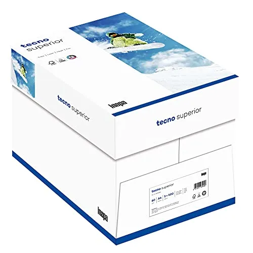 inapa Drucker-/ Kopierpapier tecno Superior: 80 g/m², A4, 2.500 Blatt (5x500 Blatt), hochweiß