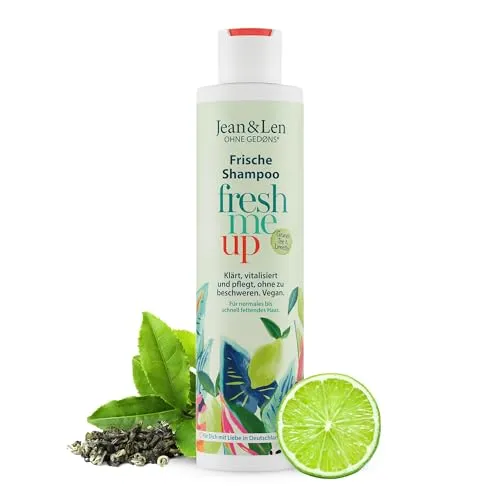 Produktbild Jean & Len Frische Shampoo Grüner Tee & Limette, für normales bis schnell fettendes Haar, schützt vor Feuchtigkeitsverlust, ausgleichende Pflege, ohne Parabene und Silikone, vegan, 300 ml