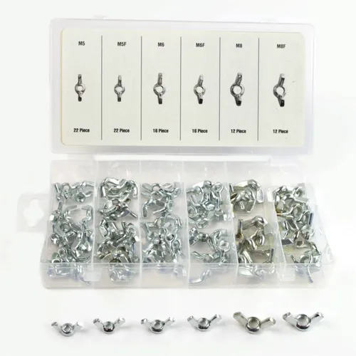 Flügelmuttern Sortiment 100tlg. verzinkt Flügel Muttern Normal und Feingewinde