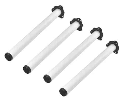 MonJar 4er Set Tischbeine Ø60mm Schreibtischfüße Tischfüße Stabil, Höhenverstellbar Höhe 710 mm + 30 mm inkl. Befestigungsmaterial (Weiß)