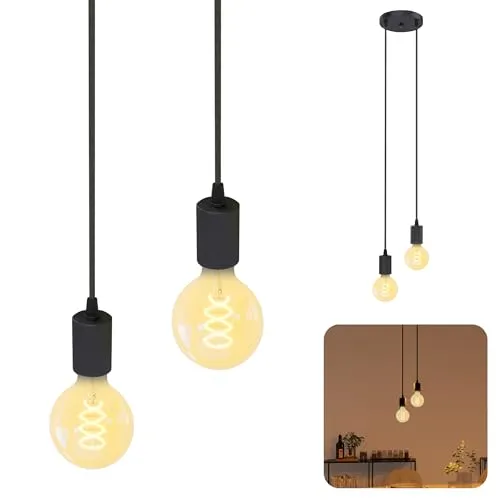 Produktbild SSC-LUXon PARU Pendelleuchte Vintage 2-flammig schwarz