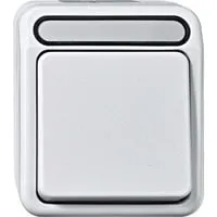 Aus- und Wechselschalter 1-polig mit Wippe, Aufputz, Steckklemme, 10 Ampere, IP44 weiß (matt), Retail