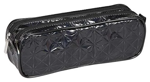 Clairefontaine 420030C - Rechteckiges Schlampermäppchen mit 2 Fächern, mit holografischem Muster, 22x7x8 cm, schwarz, 1 Stück