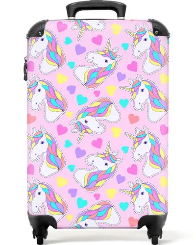 NoBoringSuitcases.com© Kinderkoffer Einhorn - Handgepäck-Koffer für Mädchen - Bunter Kinderkoffer mit Einhorn-Motiv, ideal für Reisen mit 36 Litern Stauraum und nur 2,6 kg Gewicht. Perfekt als Handgepäck mit 4 Rollen für müheloses Reisen.