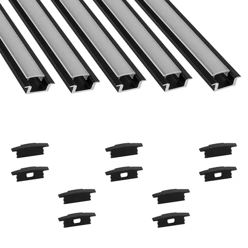 A25 LED Profil 2m - Schwarz mit Abdeckung & Endkappen - Vielseitiges A25 LED-Aluprofil für perfekte Lichtakzente. Mit hochwertiger Verarbeitung und eleganter Optik verwandelt es jeden Raum in eine stimmungsvolle Atmosphäre. Ideal für direkte und indirekte Beleuchtung.