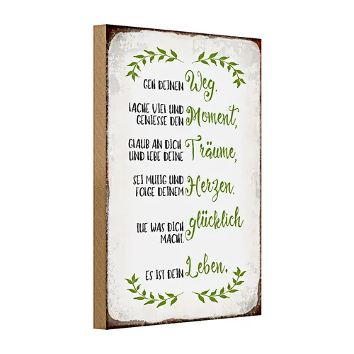 Holzschild Spruch 20x30cm geh deinen Weg lache viel
