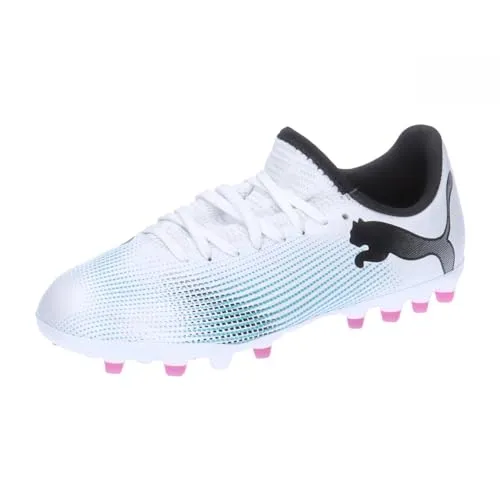 PUMA Soccer Shoe Unisex Kinder, Puma White Puma Black Poison Pink, 28 EU - Fußballschuhe für Jungen mit weichem Obermaterial und elastischem Kragen für optimalen Tragekomfort. Ideal für Kunstrasen mit leichter TPU-Laufsohle und verbessertem Ballkontakt.