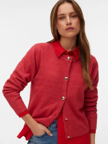 Vero Moda Strickjacke VMFIONA LS SHORT BUTTON CARDIGAN GA BOO mit Wolle und Stretch