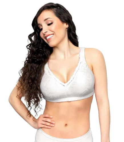 Exquisite FORM Bügelloser BH 61062048 - Funktionsunterwäsche mit femininer Spitze und Komfortfutter für optimalen Halt. Genießen Sie Diskretion und Formgebung dank bügellosem Design und gepolsterten Trägern.