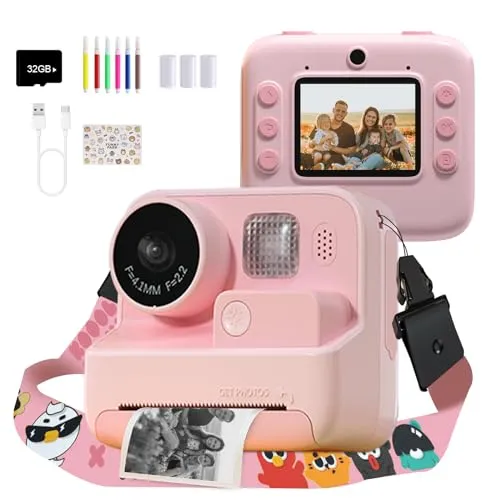 Kinderkamera Sofortbildkamera 1080P – Kreatives Fotografie-Spielzeug für Kinder