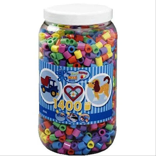 Hama Perlen 8541 Bügelperlen Dose - Bügelperlen in Pastellmix, ca. 1.400 Maxi Perlen für kreativen Bastelspaß ab 3 Jahren, fördert Konzentration und Feinmotorik, unbedenklicher Kunststoff