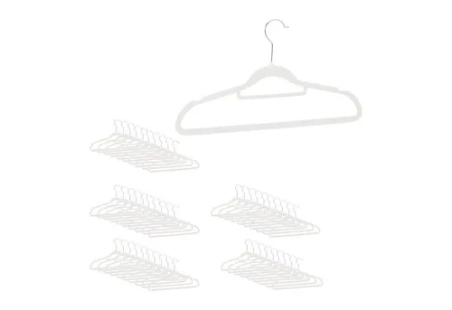 relaxdays Kleiderbügel Samt Kleiderbügel Set, (50-tlg), weiß