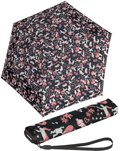 Knirps US.050 Ultra Light Slim Manual Taschenschirm - Schwarz - Extrem leichter Taschenschirm von Knirps, nur 115 g, mit manuellem Öffnungsmechanismus. Ideal für Damen, passt in jede Handtasche und schützt zuverlässig vor Regen.