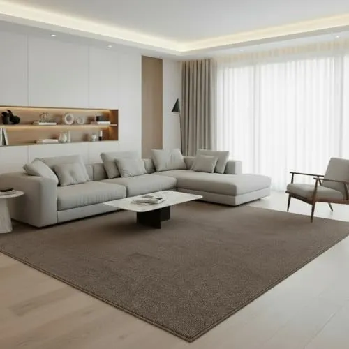 Fashion4Home Einfarbiger Teppich 120x170 cm – Braun-Taupe für Wohnzimmer und Kinderzimmer - Teppich für Wohnzimmer, Schlafzimmer und Büro, aus 100% Polypropylen, langlebig und pflegeleicht, ideal für moderne Wohnräume.