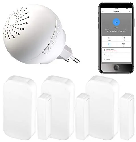 VisorTech Gateway: 4-teiliges WLAN-Alarmsystem für Funkgeräte, 3X Fenster-/Türsensor, App (Fenster Alarmanlage mit App, Alarmanlage Häuser WiFi, Steckdose Schalter)