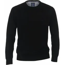 Redmond Pullover Uni Schwarz 4XL - Pullover für Herren, aus reiner Baumwolle für angenehmen Tragekomfort und vielseitige Kombinierbarkeit in normaler Passform mit Rundhalsausschnitt.