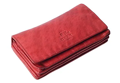 Bear Design Antic Damen Geldbörse rot - Elegantes Portemonnaie mit 14 Kartenfächern - Damen-Geldbörse aus knautschig weichem Rindsleder, mit 14 Kartenfächern und mehreren Fächern für optimale Organisation im Alltag.