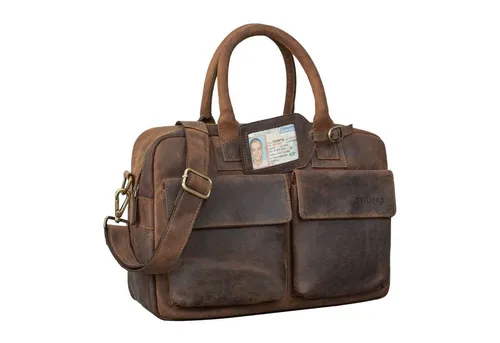 STILORD 'Carlo' Große Umhängetasche aus Leder für 15,6 Zoll Laptops - Praktische Laptoptasche aus echtem Büffelleder mit gepolstertem Laptopfach. Ideal für Beruf, Freizeit und Reisen. Mit Organisationsleiste für Stifte und Karten.