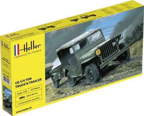 US 1/4 Ton Truck 'n Trailer / 1:35 - Heller - 81105