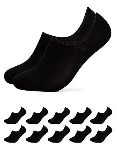 Occulto Damen & Herren Bambus Füßlinge 10er Pack (Modell: Solana) Schwarz 35-38