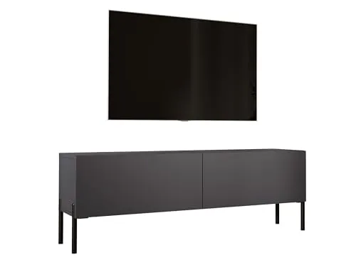 3E 3xE living.com TV- Schrank in Anthrazit mit Beinen in Schwarz, A: B: 140 cm, H: 52 cm, T: 32 cm