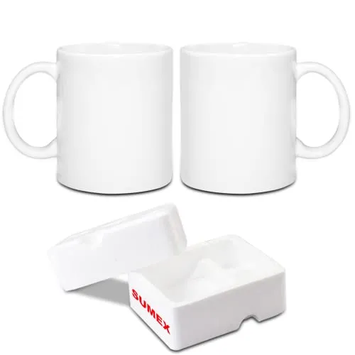 Sumex 325ml 2er-Set Sublimation Tassen Sublimationsbecher Weiß Keramiktasse,11 Unzen Tasse Sublimation für Kaffee Milch Tee