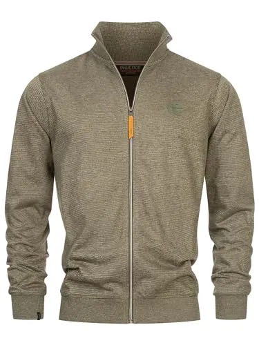 Indicode Herren INYanic Sweatjacke mit Stehkragen | Stilvolle Cardigan Herrenjacke in Army, XL - Sportlich-schlichte Zipjacke aus strukturiertem Stoff, ideal für Freizeit und Alltag. Der hohe Kragen und der Reißverschluss bieten Funktionalität, während gerippte Abschlüsse für einen optimalen Sitz sorgen.