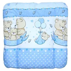Baby Wickelauflage Bärchen Blau - 70x50 cm, 70x70 cm, 70x85 cm - Wickelauflage in drei Größen mit wasserundurchlässiger Mikrofaser, schützt den Tisch vor Feuchtigkeit. Weiche Polsterung aus 100% Baumwolle, ideal für hygienisches Wickeln.
