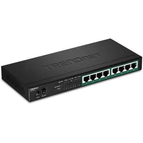 TRENDnet TPE-TG83 8-Port PoE Switch - Netzwerk-Switch mit 8 Gigabit-Ports und 65W PoE+, ideal für die Stromversorgung von IP-Kameras und Access Points in einem kompakten Design.