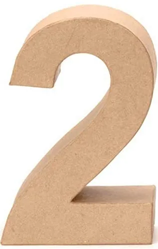 NaturGut Papp-Zahl 2 17,5x5,5cm Geburstag Jubiläum Zahlen Ziffern PappArt Deko Nummer