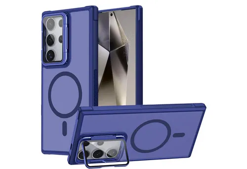 CoolGadget Handyhülle Hybrid CAM Handy Hülle für Samsung Galaxy S24 Ultra 6,8 Zoll, Kameraschutzglas klappbar Schutzhülle Metallring für Magsafe Zubehör