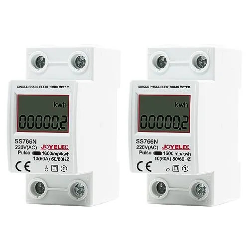 JOYELEC 2 STÜCK LCD Digitale 220V Stromzähler Hutschiene KWh Zähler 10(60) A 1-phasiger Wechselstromzähler 2-poliger 2P-DIN-Schienen-Stromzähler,zeigt nur kWh an,keine Hintergrundbeleuchtung