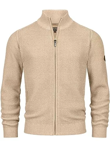 Indicode Sweatjacke INLayton beige XL - Funktionsjacke aus 70% recycelter Baumwolle für umweltbewusste Mode. Bequem mit Stehkragen und ideal für lässige Outfits.