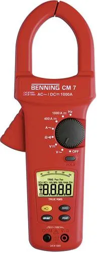 Benning CM 7 Stromzange - digitales Hand-Multimeter CAT IV 600V, präzise TRUE RMS Messung mit beleuchtetem 4000 Counts Display