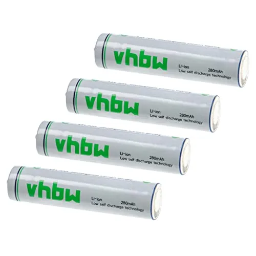 vhbw Akkus AAA Micro, 4 Stück für Diverse Geräte - Akkuzellen, 280 mAh, 1,5 V, Li-Ion