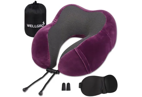 Wellgro Nackenkissen Nackenkissen mit Schlafmaske und Ohrstöpsel
