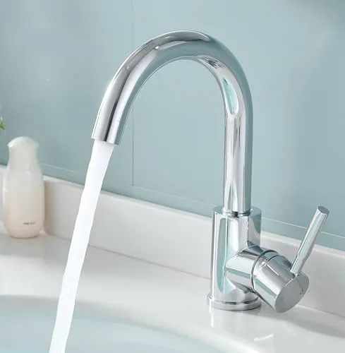 Fransiton Wasserhahn Bad Hoch, 360° wassersparende Waschtischarmatur (Chrom)