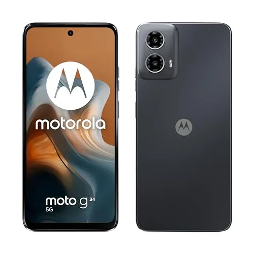Motorola Moto G34 5G - 8 GB/128 GB Schwarz (Charcoal Black) - Simlockfreies Handy mit 120-Hz-Display und 50MP Quad Pixel Kamera, ideal für Fotografie und Entertainment. Erlebe superschnelle 5G-Leistung und einen massiven Akku für lange Nutzung.