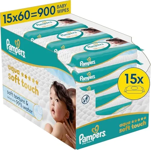 Pampers Aqua Soft Touch Baby-Feuchttücher, 15x60 (900 Stück)