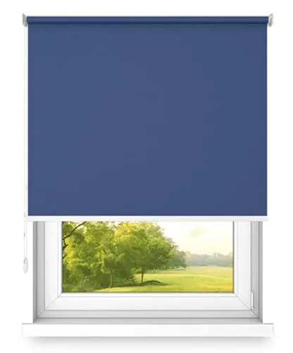 time4blinds Rollos Verdunkelungsrollo Freihängendes Rollo ohne Kassette Wand- oder Deckenmontage Großes Format UV-Schutz Thermische Eigenschaften Solides Design 160x220 cm Heidelbeere - Links