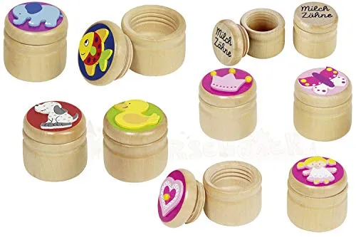 Goki 60914 Milchzähne Box-Herz, Krone, Schmetterling, Mädchen, gemischt