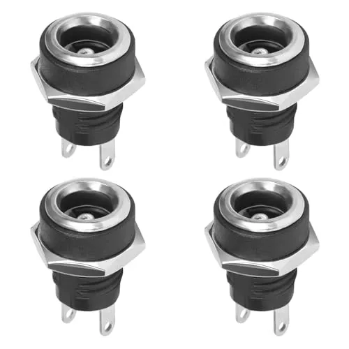 Comforty 4 Stück DC Buchse 2 Pins 5.5 x 2.1mm Hohlstecker Buchse, DC Power Jack Buchse Steckverbinder (4)