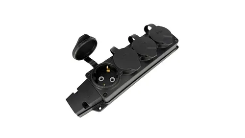 Listwa, gniazdo gumowe poczwórne Schuko IP54 czarne HOROZ HOROZ EL 8699490918371