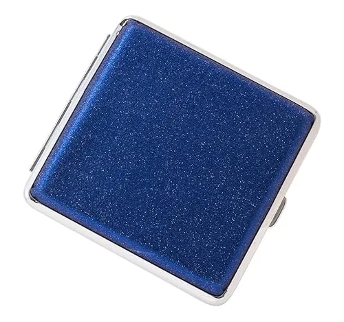 Zigaretten Etui Glitzer Blau Zigaretten Etui 20er Zigaretten Dose Metall Box Gummiband blue (Blau)