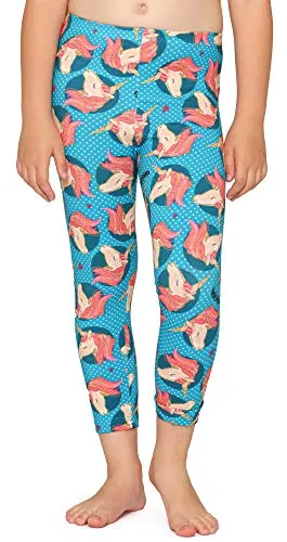 Merry Style Mädchen 3/4 Leggings MS10-405(Blau/Einhorn,134)