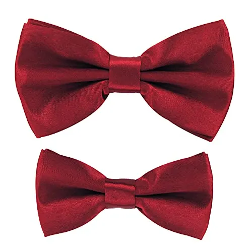 axy Vater-Sohn Partnerlook Fliege Schleife, bereits gebunden, Konfirmation verstellbar in verschiedenen Farben FLIP1 (Weinrot)